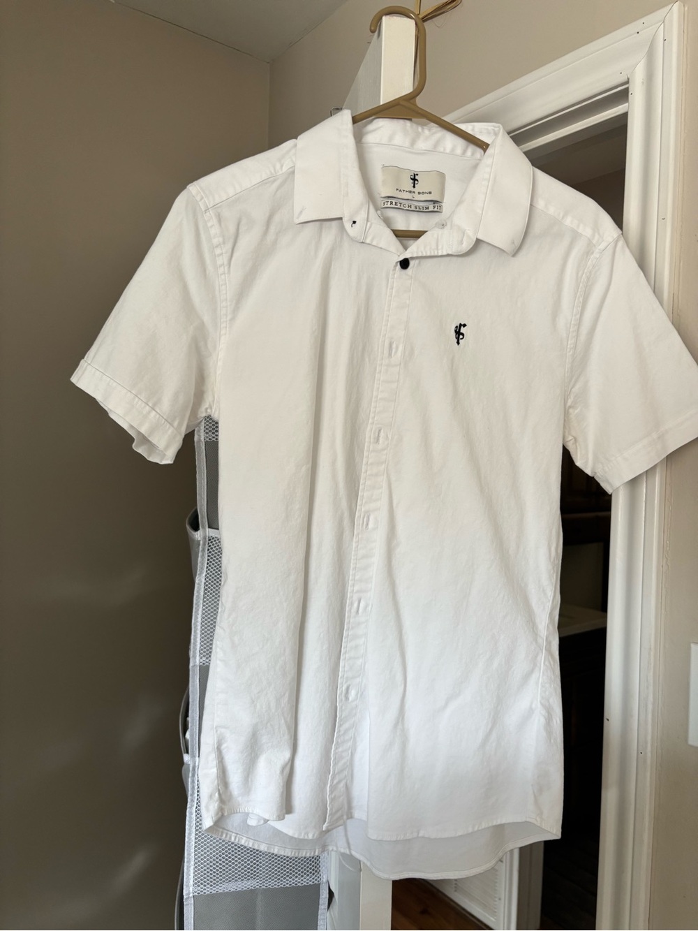 Father Sons White Short-Sleeve Button-Down Shirt